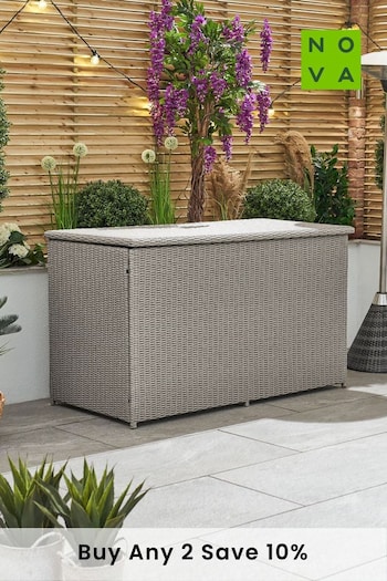Nova Outdoor Living Grey Large Rattan Cushion Storage Box (C79464) | £500