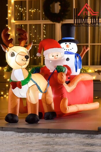 Homcom Red Inflatable Santa Claus Sleigh Decoration (C79521) | £75