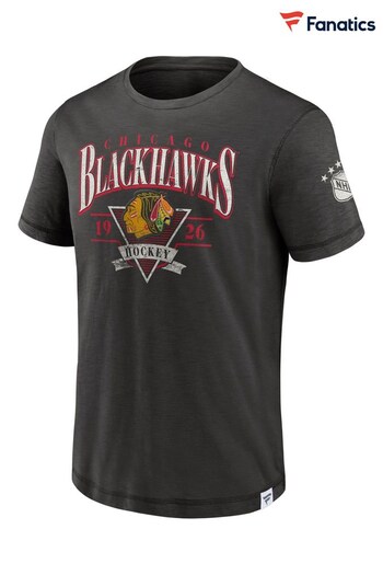 Chicago Blackhawks Fanatics Branded True Classics Cotton Slub Elevated Black T-Shirt (C79577) | £20