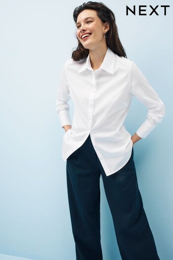 White Fitted Cotton Formal Rib Shirt (C79704) | £36
