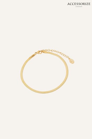 Accessorize Gold Tone Stainless Steel Snake Chain Anklet (C79773) | £20
