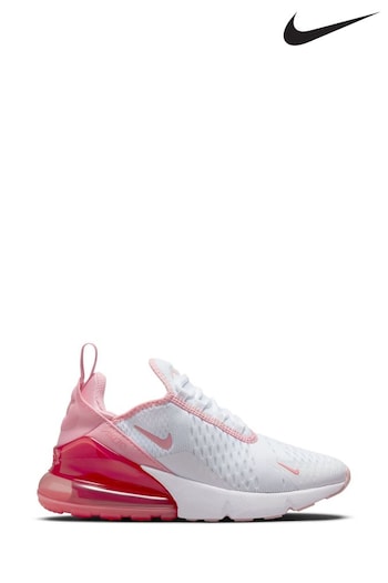 Nike White/Pink Air Max 270 Youth Trainers (C7B624) | £90