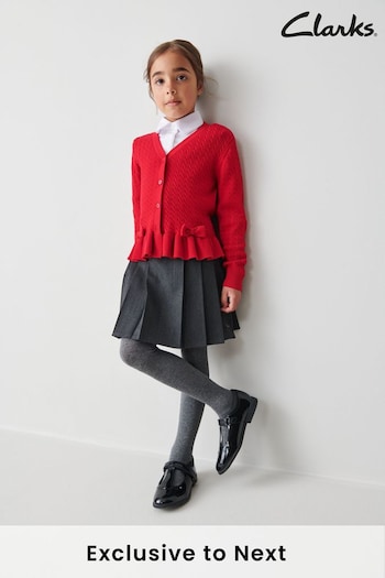 Clarks Red Girls School Cable Cardigan (C80083) | £16 - £18