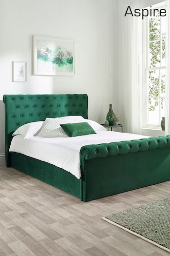 Aspire Furniture Emerald Green Chesterfield Storage Ottoman Bed (C80102) | £370 - £625