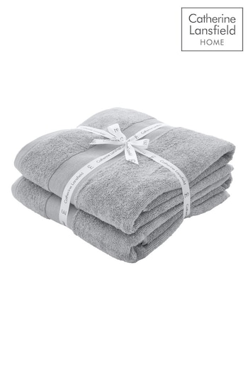 Catherine Lansfield Set of 2 Silver Anti-Bacterial Cotton Towels (C80203) | £30