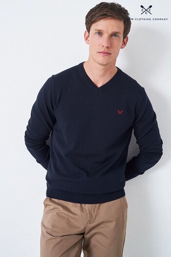 Crew Clothing Thong Company Navy Blue Cotton Classic Jumper (C80347) | £55
