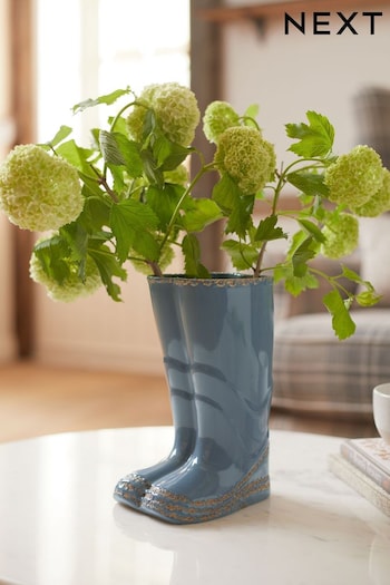 Blue Medium Wellington Boots Flower Vase (C80350) | £18