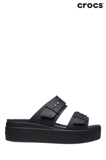 Crocs Black Brooklyn Buckle Wedge Sandals (C80361) | £55