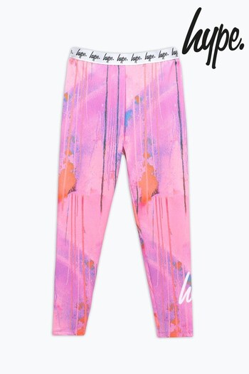 Hype. Girls Pink Spray Drip Script Legging (C80369) | £20