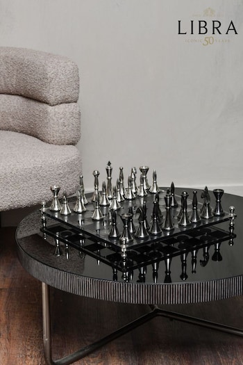 Libra Black/Silver Yates Chess Set (C80434) | £410