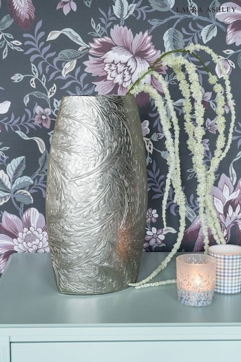 Laura Ashley Pewter Grey Winspear Leaf Embossed Decorative Vase (C80564) | £60 - £90