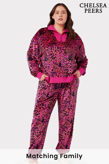 Chelsea Peers Pink Curve Velour Hidden Leopard Print Co-ord Set (C80610) | £60