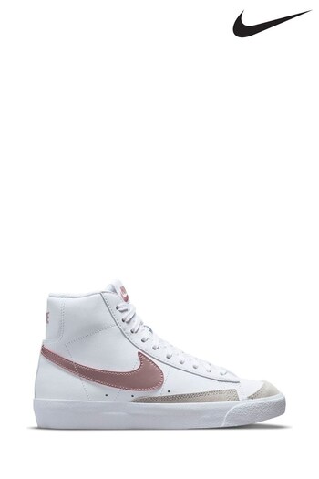Nike White/Metallic Pink Blazer 77 Mid Youth Trainers (C80764) | £60