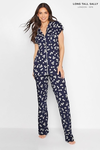 Long Tall Sally Blue Button Through Pyjama Set (C80988) | £39