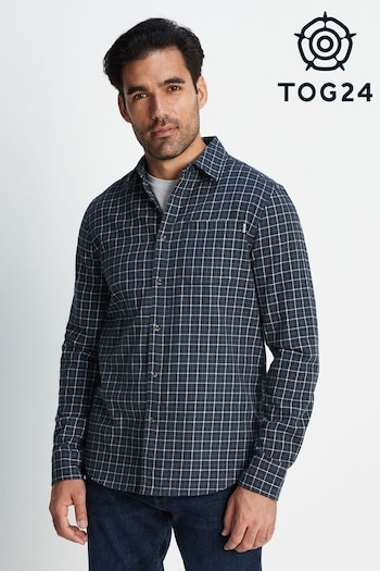 Tog 24 Mens Blue Conway Flannel Check Shirt (C81053) | £40