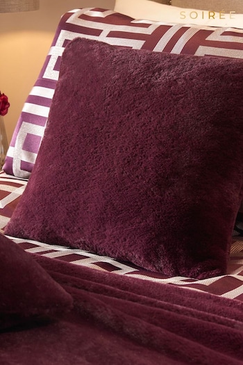 Soiree Red Lucie Faux Fur Square Cushion (C81353) | £16