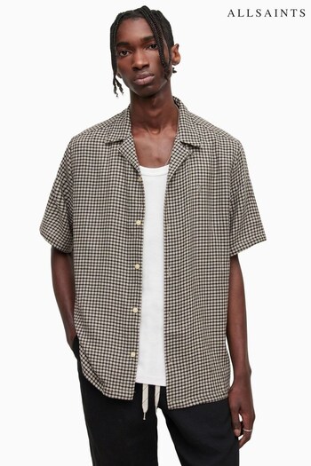AllSaints Glendale Short Sleeve Brown Shirt (C81407) | £89