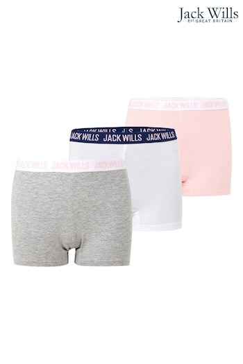 Jack Wills White/Grey/Pink Boxers 3 Pack (C81457) | £20 - £24