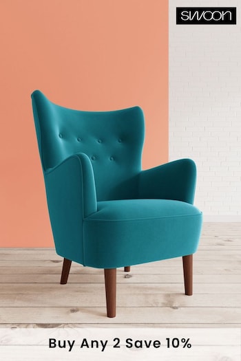Swoon Easy Velvet Kingfisher Blue Ludwig Chair (C81542) | £879