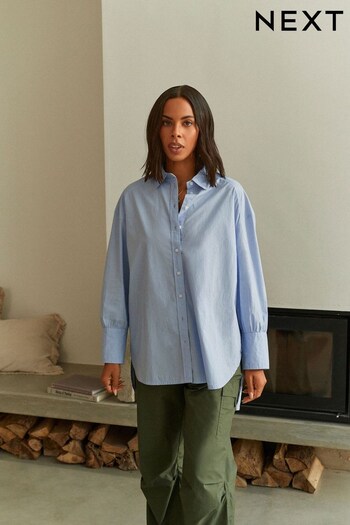 Bright Blue Oversized Long Sleeve Cotton Shirt (C81594) | £29