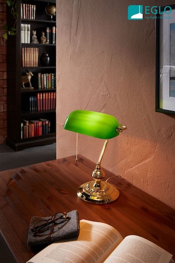 Eglo Green/Brass Banker 1 Light Glass Table Lamp (C81631) | £80