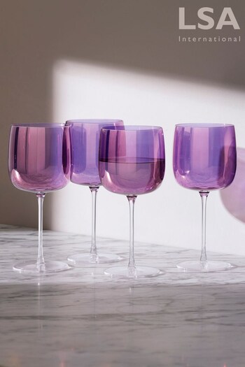 LSA International Set of 4 Purple Aurora Polar Violet Wine Glasses (C81724) | £70
