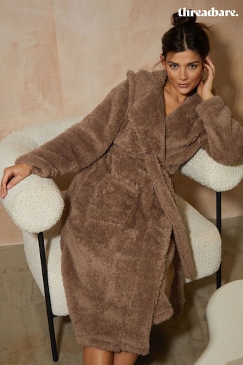 Threadbare Brown Longline Fleece Dressing Gown (C81830) | £36