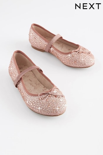 Rose Gold Jewelled Mary Jane Occasion Shoes (C81912) | £24 - £31