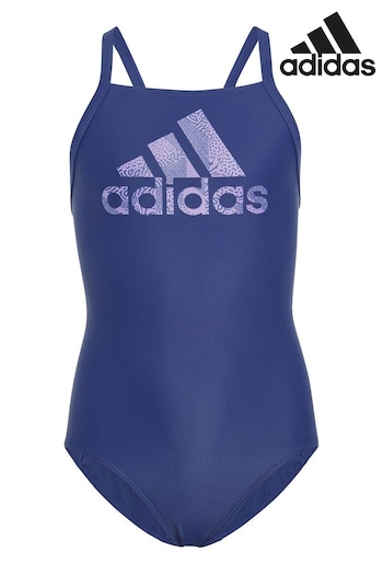 adidas Blue Junior Big Logo Swimsuit (C81931) | £18