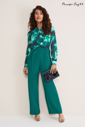 Phase Eight Green Lexi Print Jumpsuit (C82065) | £139