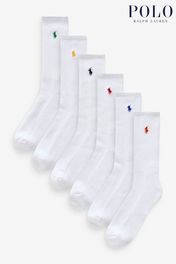 polo-shirts women men Books White Colour Logo Cotton Crew Socks 6 Pack (C82202) | £45