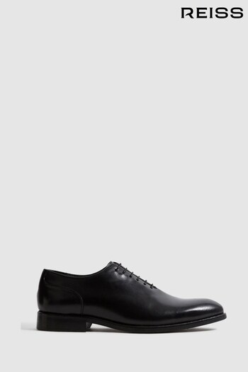 Reiss Black Bay Leather Whole Cut Shoes glaze-white-black (C82212) | £198