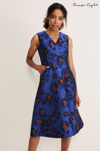 Phase Eight Blue Clarisse Print Jacquard Dress (C82299) | £159