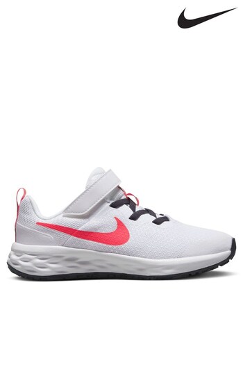 Nike White/Pink Junior Revolution 6 Trainers (C82478) | £35