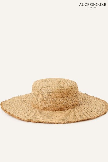 Accessorize Natural Raw Edge Boater Hat (C82543) | £25