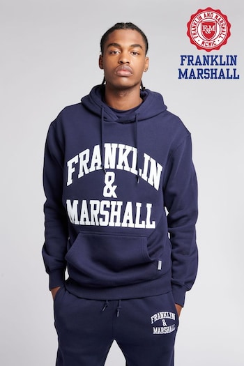 Franklin & Marshall Mens Blue Arch Letter BB OTH Hoodie (C82610) | £100