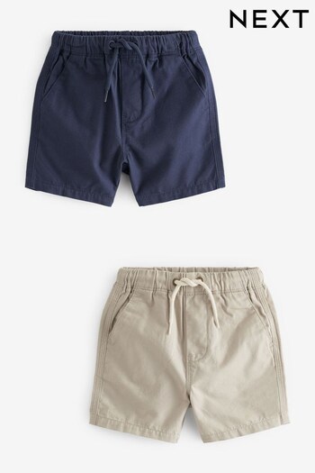 Navy Blue/Stone Cream Pull-On Shorts 2 Pack (3mths-7yrs) (C82795) | £12 - £16