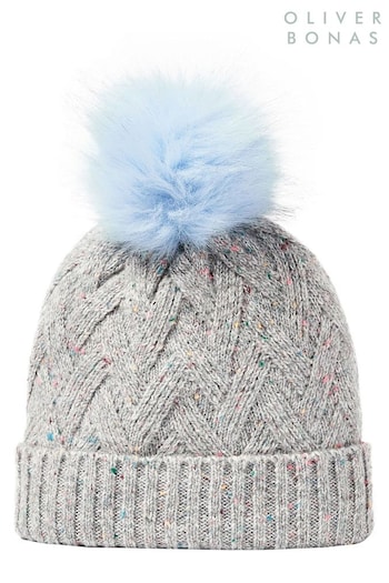 Oliver Bonas Grey Flecked Knitted Beanie Hat (C83008) | £24