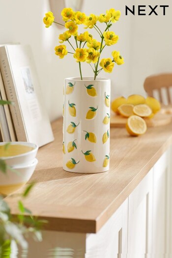 Lemons Ceramic Embossed Flower Vase (C83180) | £14