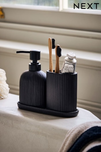 Set of 3 Black Dispenser, Tidy and Tray (C83212) | £20