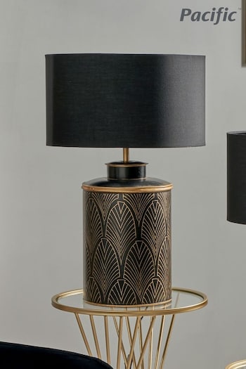 Pacific Black Deco Black Geo Art Deco Table Lamp (C83221) | £175