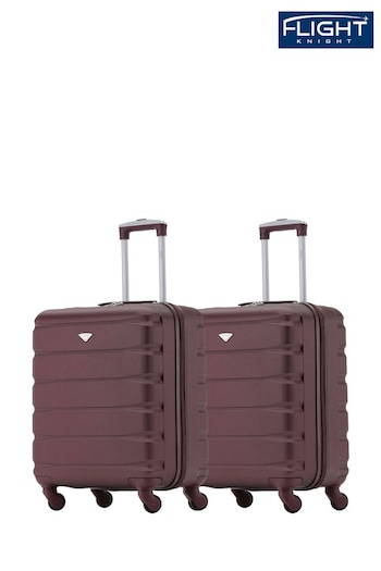 Flight Knight Burgundy + Burgundy EasyJet 56x45x25cm Overhead 4 Wheel ABS Hard Case Cabin Carry On Suitcase Set Of 2 (C83369) | £90