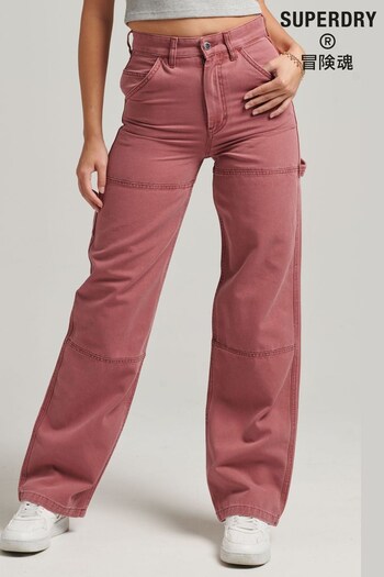 Superdry Red Wide Leg Carpenter Trousers (C83418) | £60
