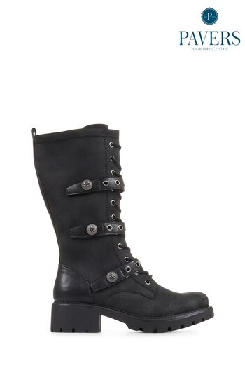 Pavers Chunky Black Calf Boots (C83565) | £55