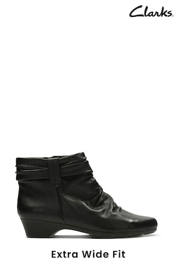 Clarks Black Leather Matron Ella Boots (C83595) | £69
