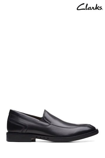 Clarks Black Leather Un Hugh Step Shoes (C83855) | £110