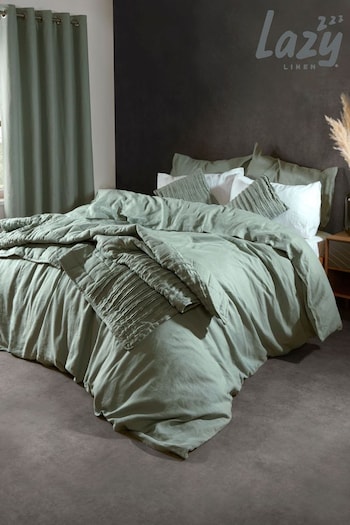 Lazy Linen Sage Green 100% Washed Linen Lazy Linen Throws (C83858) | £175