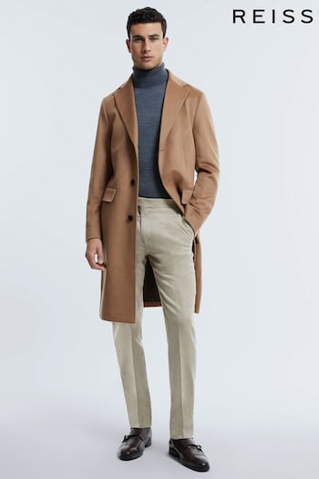 Reiss Camel Tycho Atelier Cashmere Single Breasted Coat (C83904) | £798