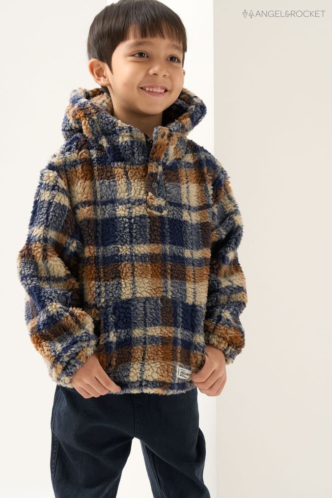 Boys top checkered hoodie