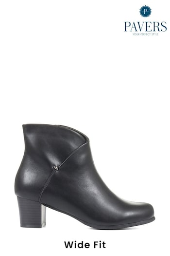Pavers Black Wider Fit Block Heel Ankle Boots (C84133) | £45